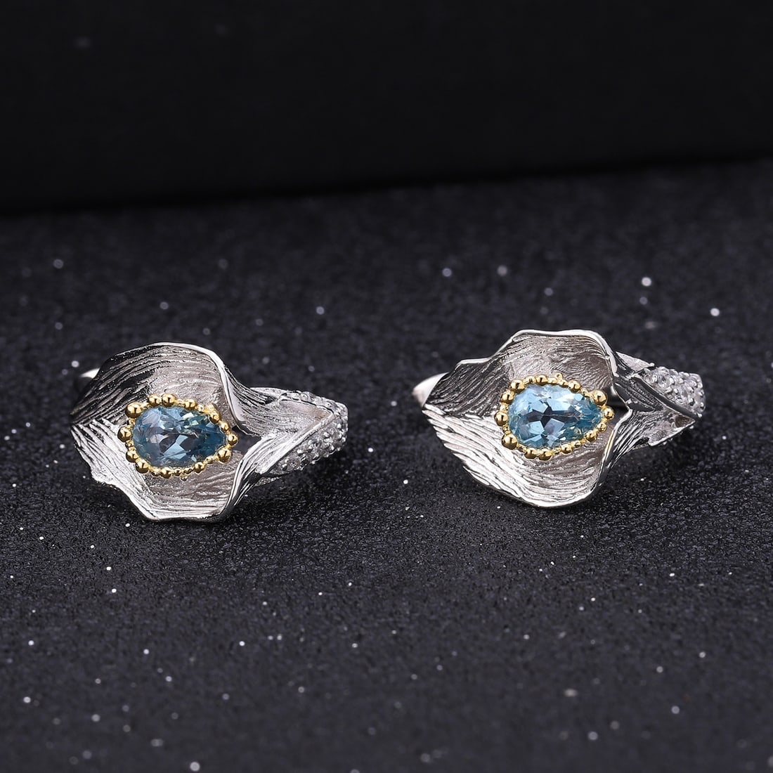 925 Sterling Silver 1.68 Ct Natural Topaz & Cubic Zirconia Earrings - 2