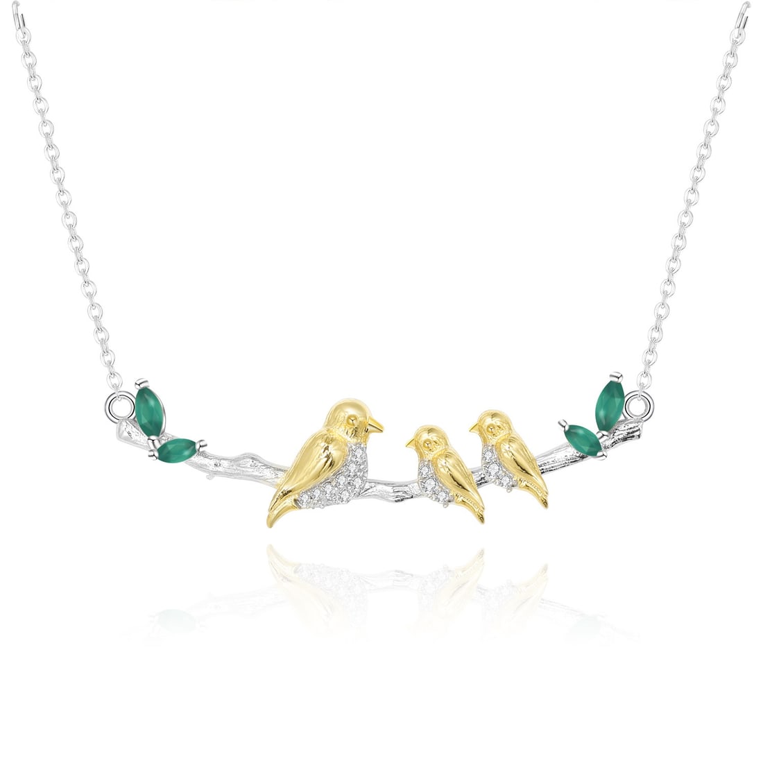 925 Sterling Silver Natural Chrome Diopside & Cubic Zirconia Necklace: Ref:260821005 // gold content:925 sterling silver // main gemstone:chrome diopside // number of stones:4 // shape:marquise // carat weight:0. 50ct // color:green // treatment:natural // // adjacent