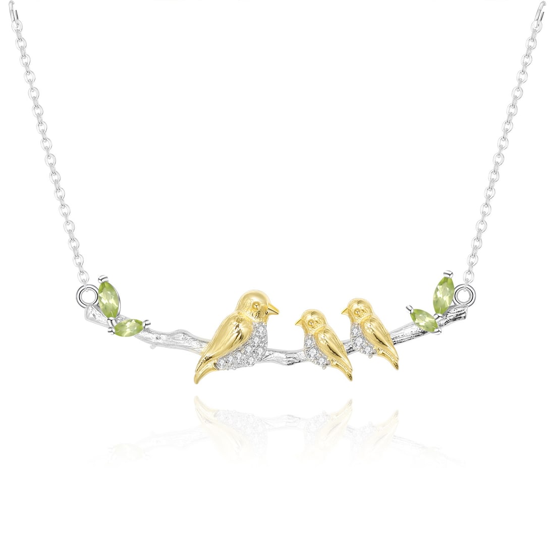 925 Sterling Silver Natural Chrome Diopside & Cubic Zirconia Necklace - 2
