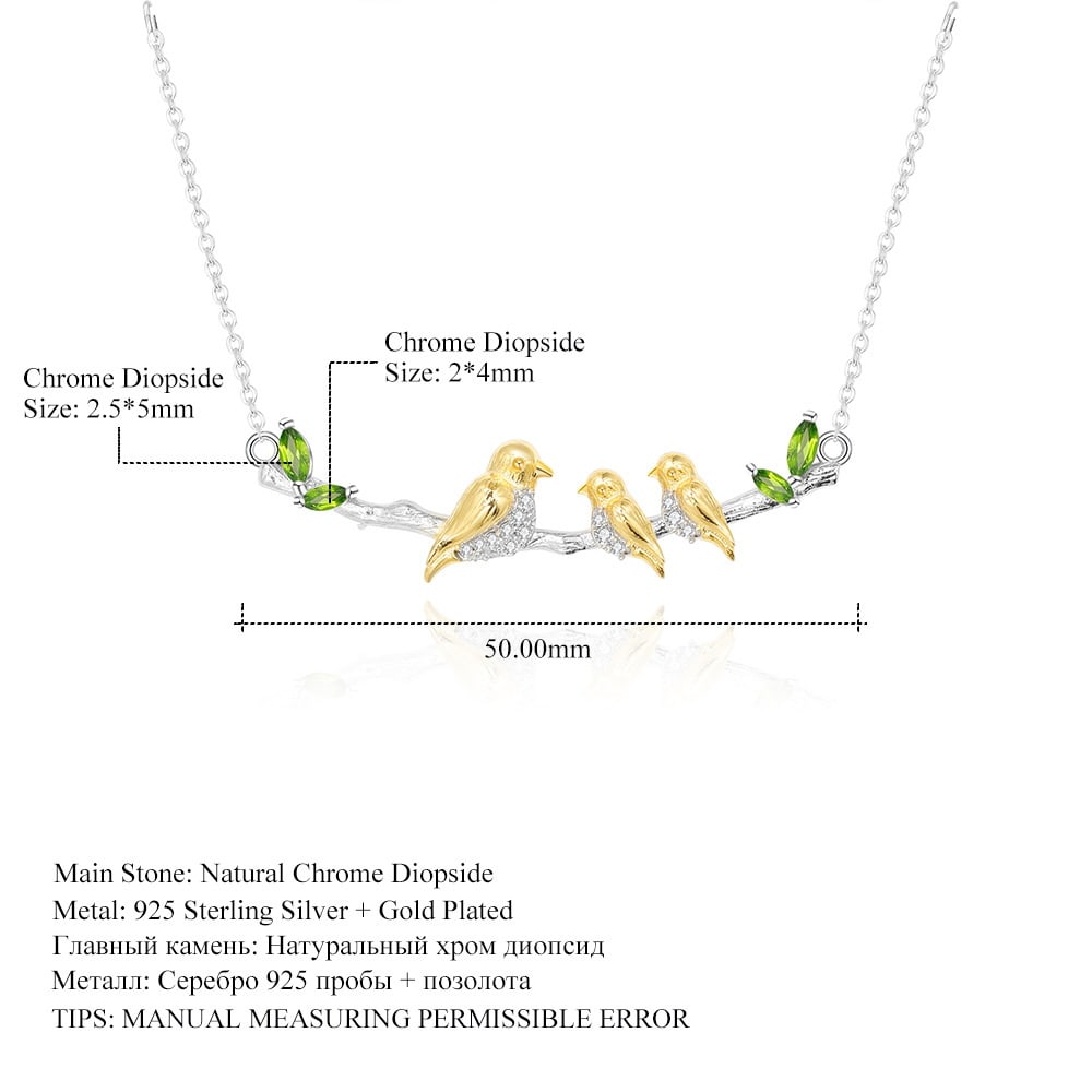 925 Sterling Silver Natural Chrome Diopside & Cubic Zirconia Necklace - 4
