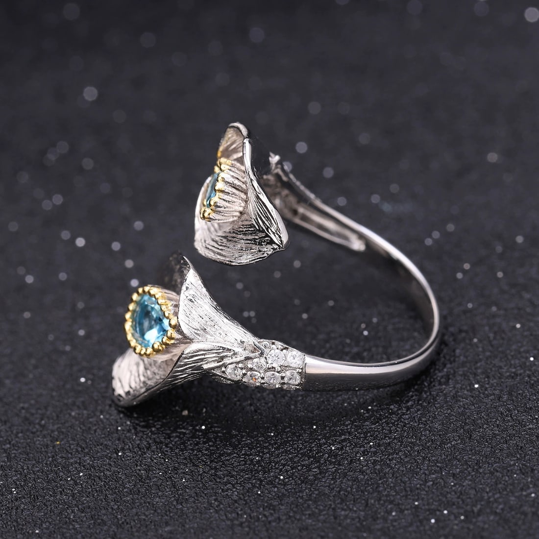 925 Sterling Silver 1.33 Ct Natural Topaz & Cubic Zirconia Ring - 3