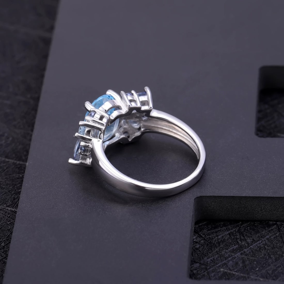 925 Sterling Silver Natural Topaz & Mystic Quartz Ring - 2