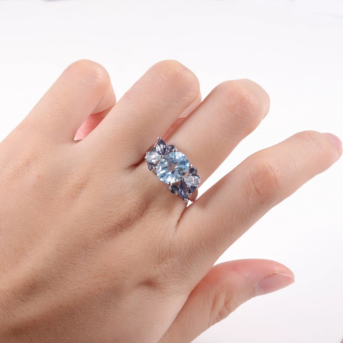 925 Sterling Silver Natural Topaz Ring - 4
