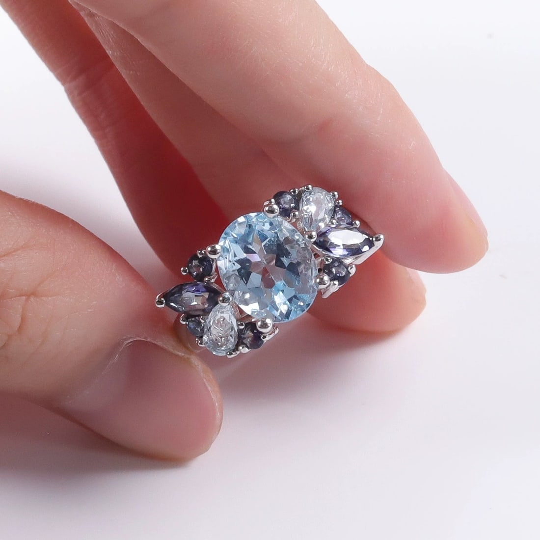 925 Sterling Silver Natural Topaz Ring - 5