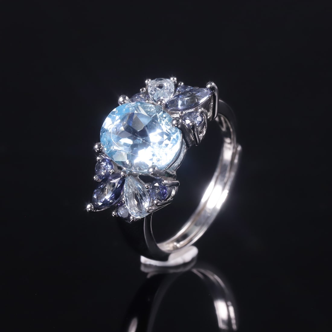 925 Sterling Silver Natural Topaz Ring - 6