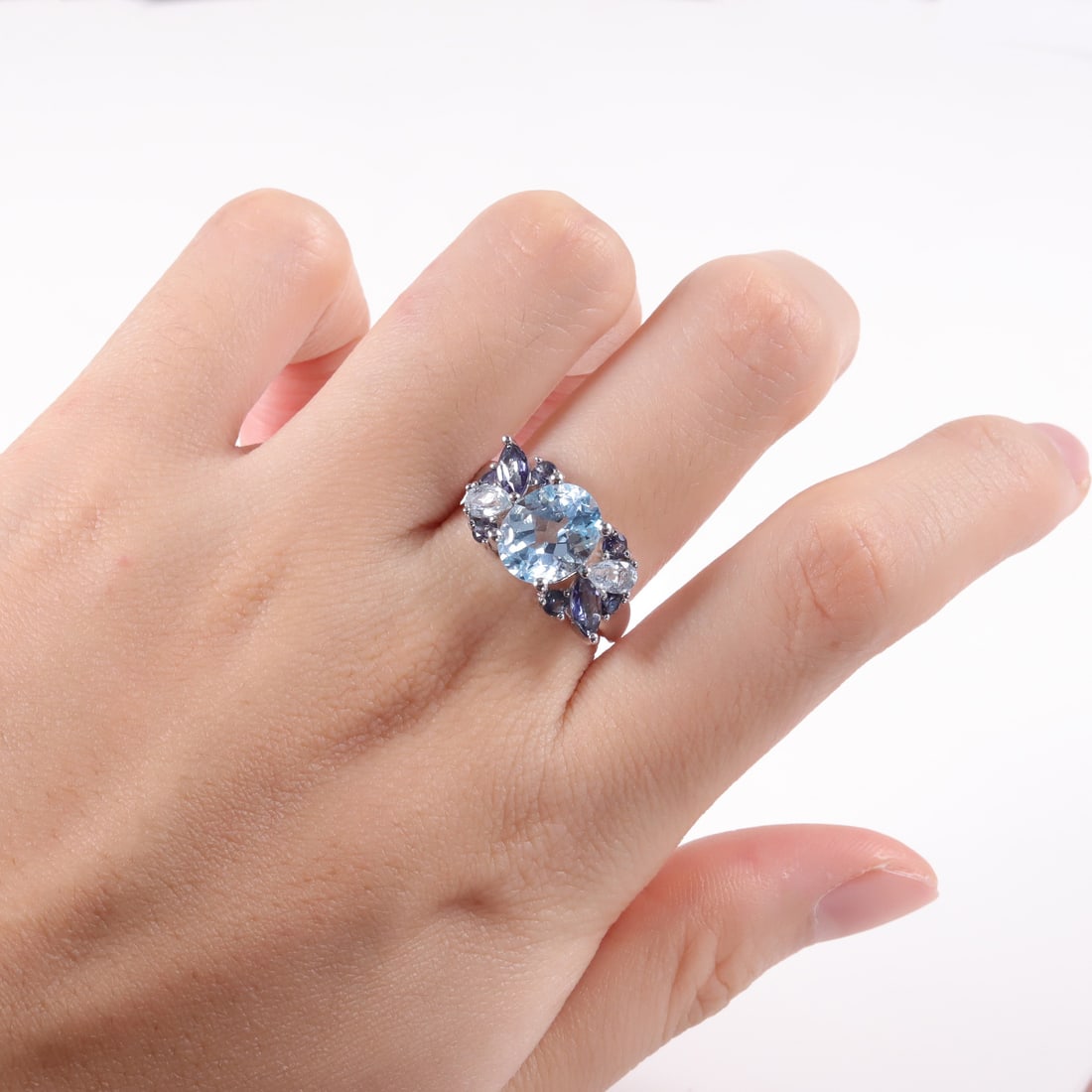 925 Sterling Silver Natural Topaz Ring - 7