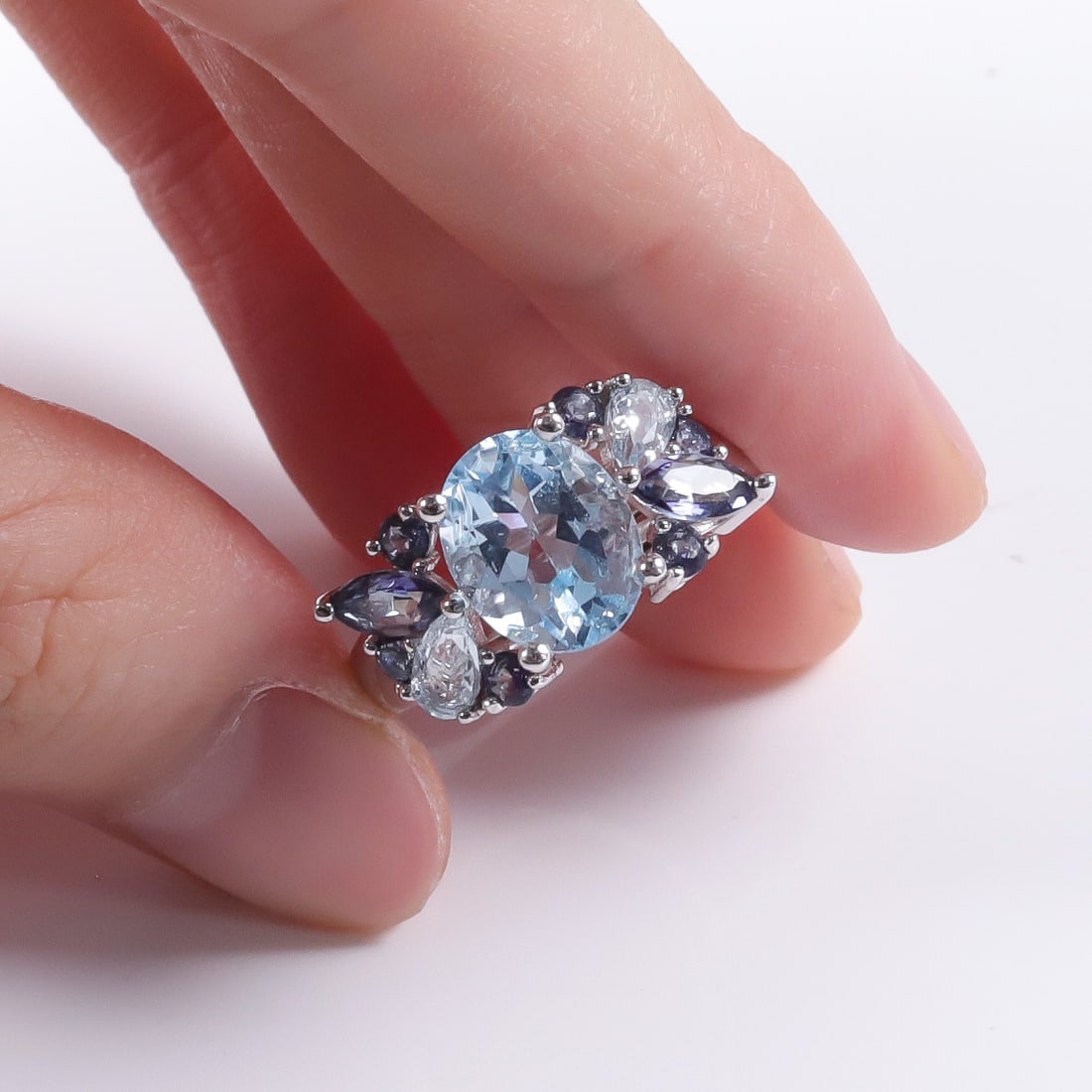 925 Sterling Silver Natural Topaz Ring - 8