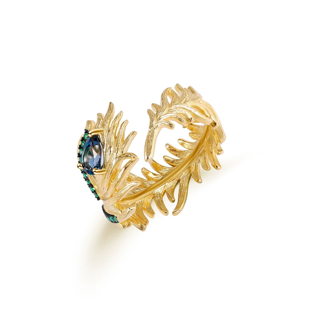 925 Sterling Silver Natural Topaz & Nano Emerald Ring: Ref:260821021 // gold content:925 sterling silver // ring size:7. 25us // // main gemstone:topaz // shape:pear // carat weight:0. 50ct // color:blue // treatment:natural // // adjacent gemstone 2 :