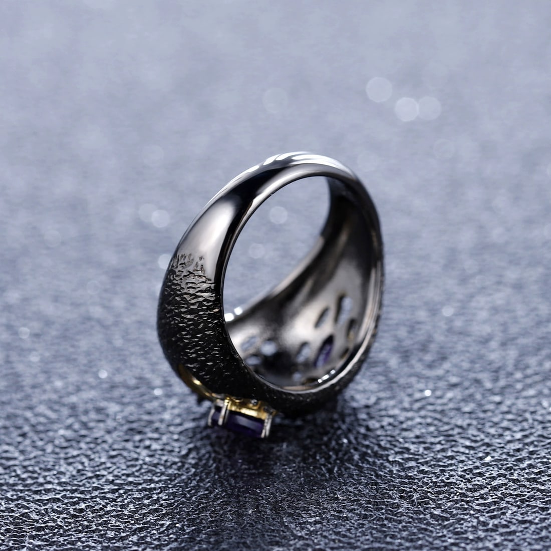 925 Sterling Silver Natural Amethyst Ring - 3