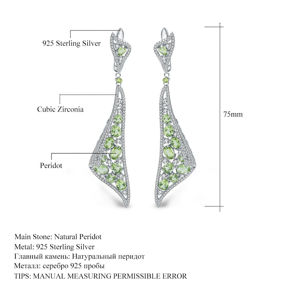 925 Sterling Silver Natural Peridot & Cubic Zirconia Earrings - 2