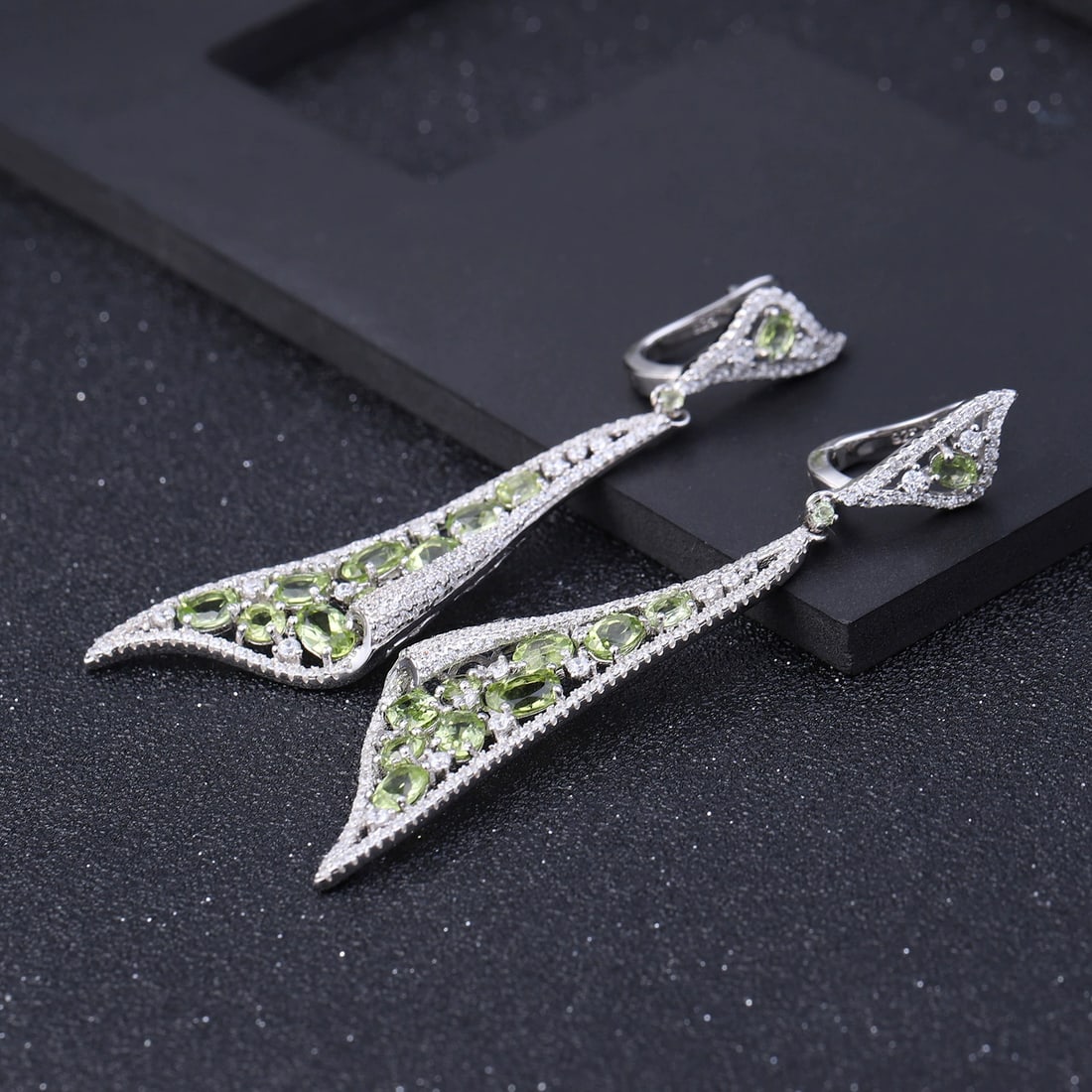 925 Sterling Silver Natural Peridot & Cubic Zirconia Earrings - 3