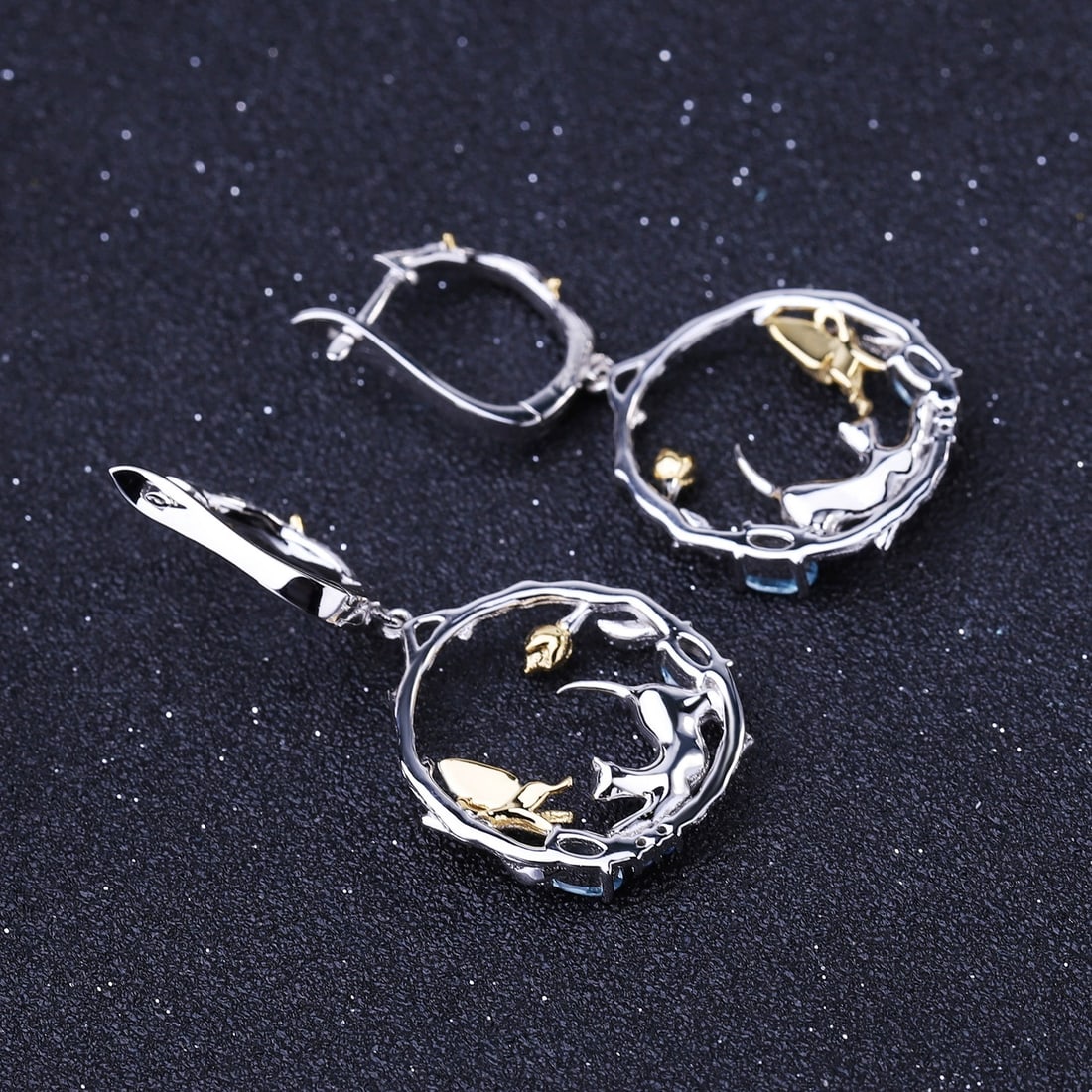 925 Sterling Silver Natural Topaz Earrings - 4