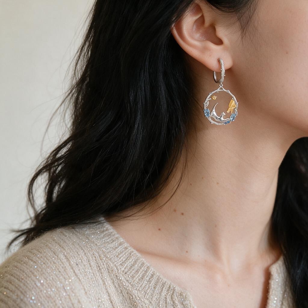 925 Sterling Silver Natural Topaz Earrings - 5