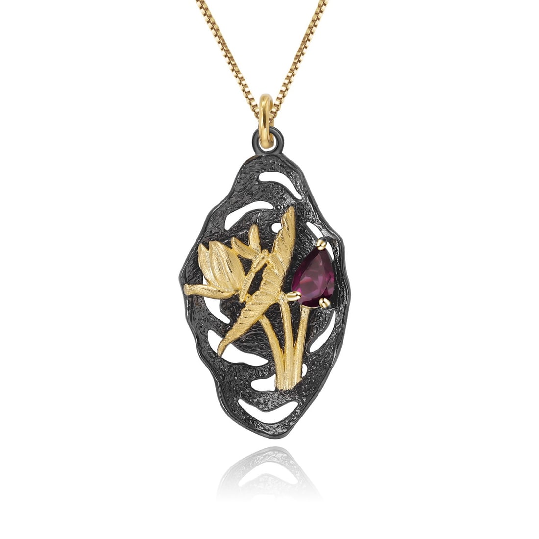 925 Sterling Silver Natural Rhodolite Garnet Necklace - 3