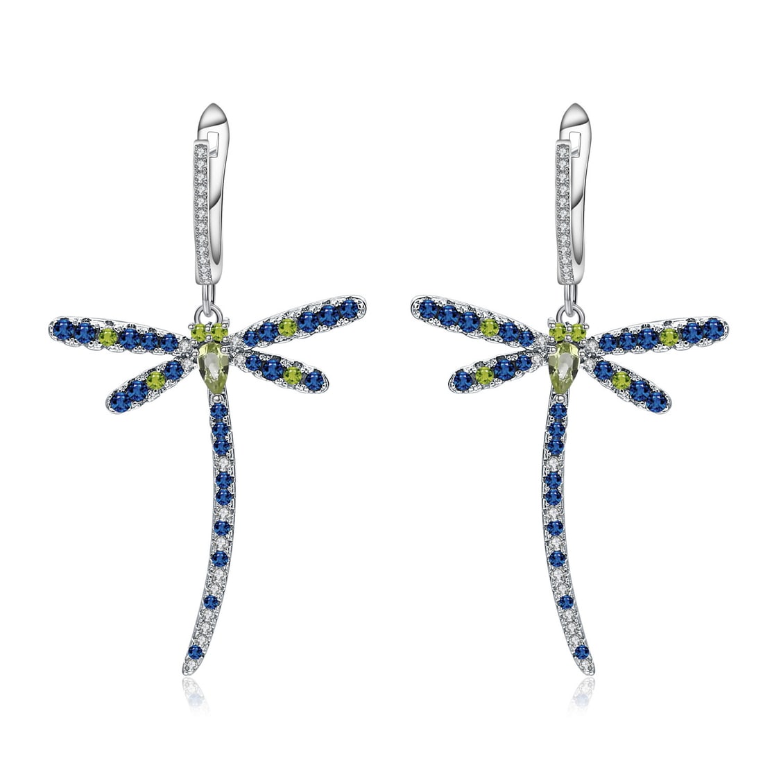 925 Sterling Silver Natural Peridot & Cubic Zirconia Earrings: Ref:260821052 // gold content:925 sterling silver // main gemstone:peridot // shape:multiple // carat weight:0. 50ct // color:green // treatment:natural // // adjacent gemstone 2 : cubic zirconia //