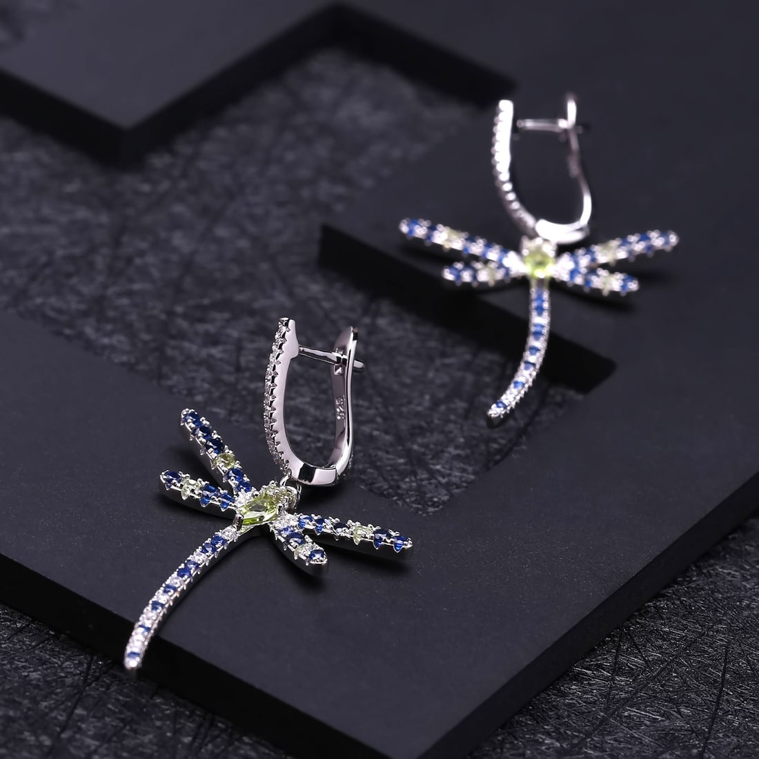 925 Sterling Silver Natural Peridot & Cubic Zirconia Earrings - 2