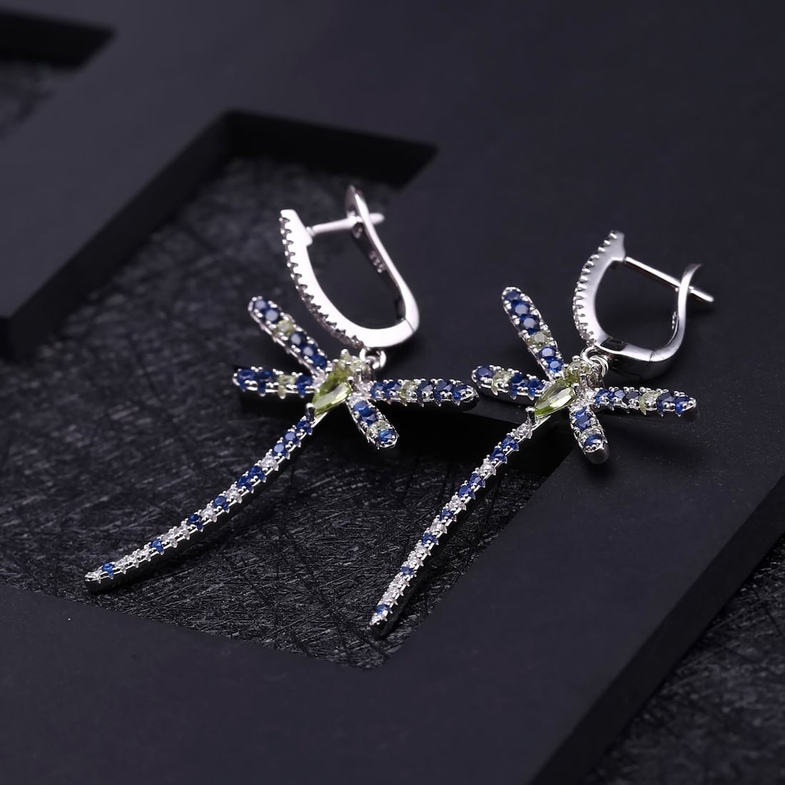 925 Sterling Silver Natural Peridot & Cubic Zirconia Earrings - 3