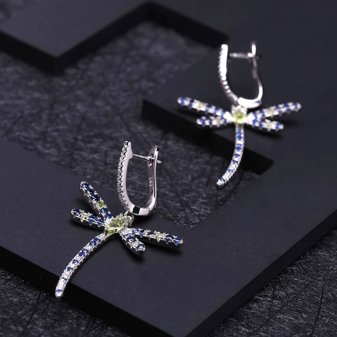 925 Sterling Silver Natural Peridot & Cubic Zirconia Earrings - 4