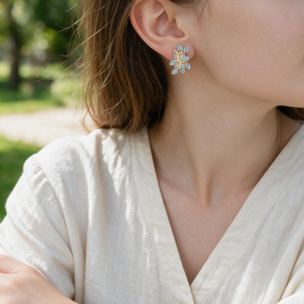 925 Sterling Silver Natural Topaz Earrings - 5