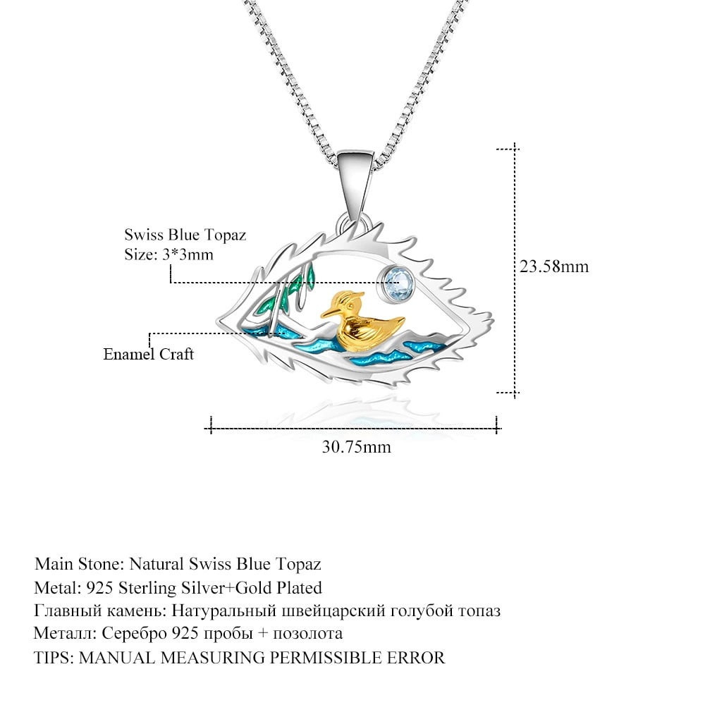 925 Sterling Silver Natural Topaz Necklace - 6