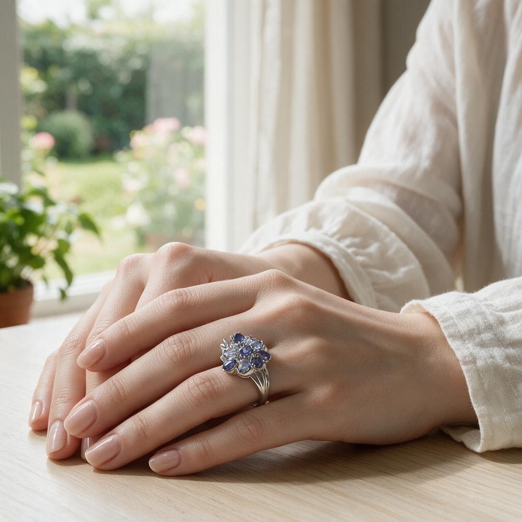 925 Sterling Silver Natural Topaz & Mystic Quartz Ring - 6