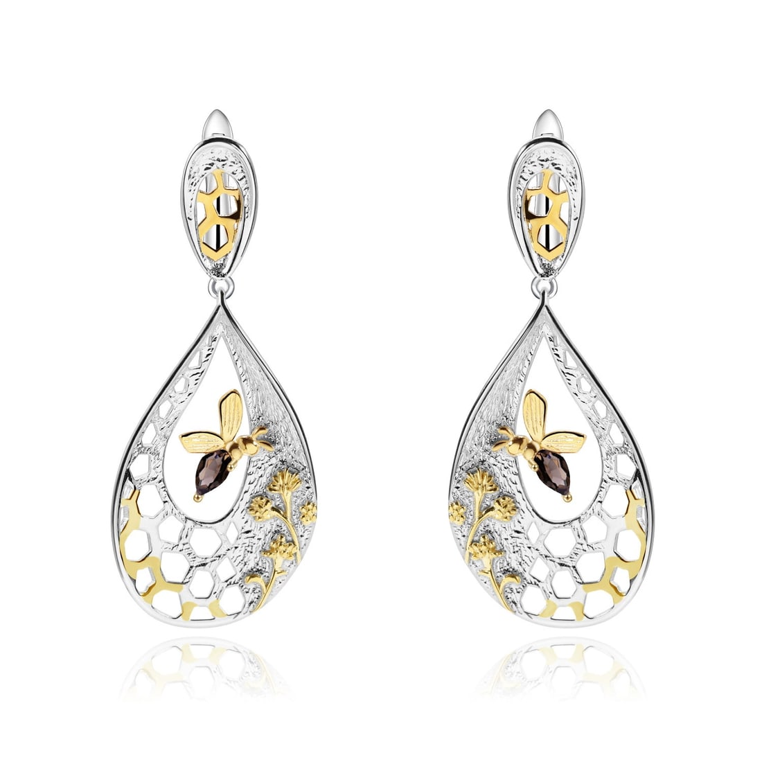 925 Sterling Silver Natural Garnet Earrings - 3