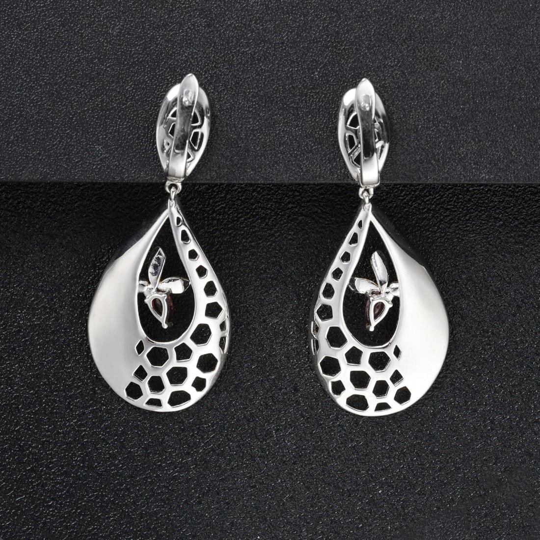 925 Sterling Silver Natural Garnet Earrings - 7