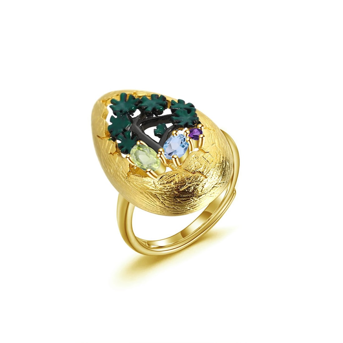 925 Sterling Silver Natural Peridot & Topaz & Amethyst Ring: Ref:260821095 // gold content:925 sterling silver // ring size:7. 25us // // main gemstone:peridot // number of stones:1 // shape:oval // carat weight:0. 50ct // color:green // treatment:natural //