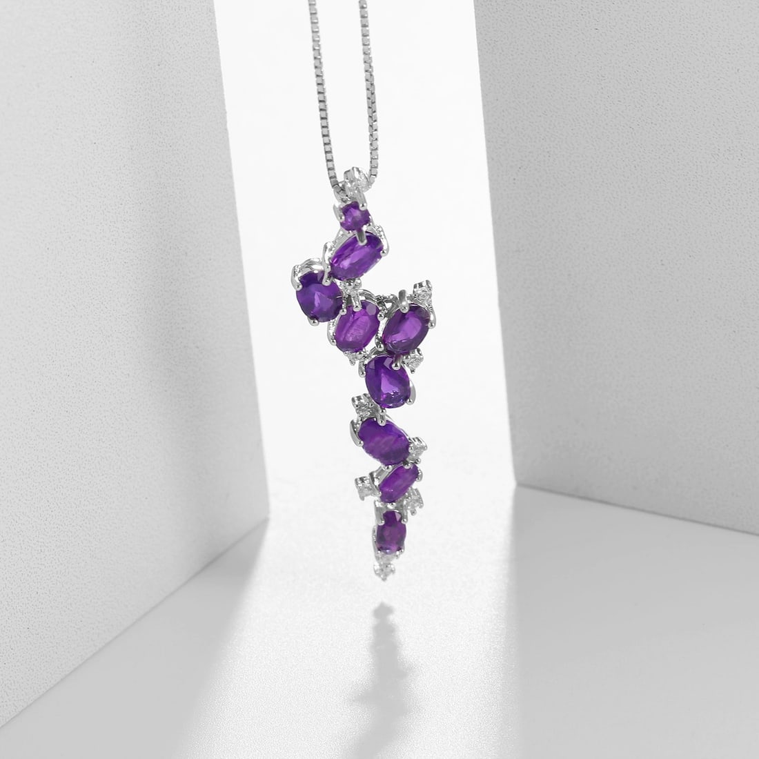 925 Sterling Silver Natural Amethyst Necklace - 3