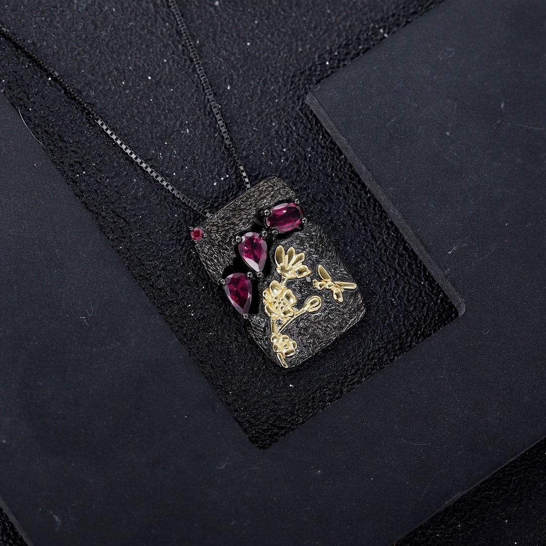 925 Sterling Silver Natural Rhodolite Garnet Necklace - 3