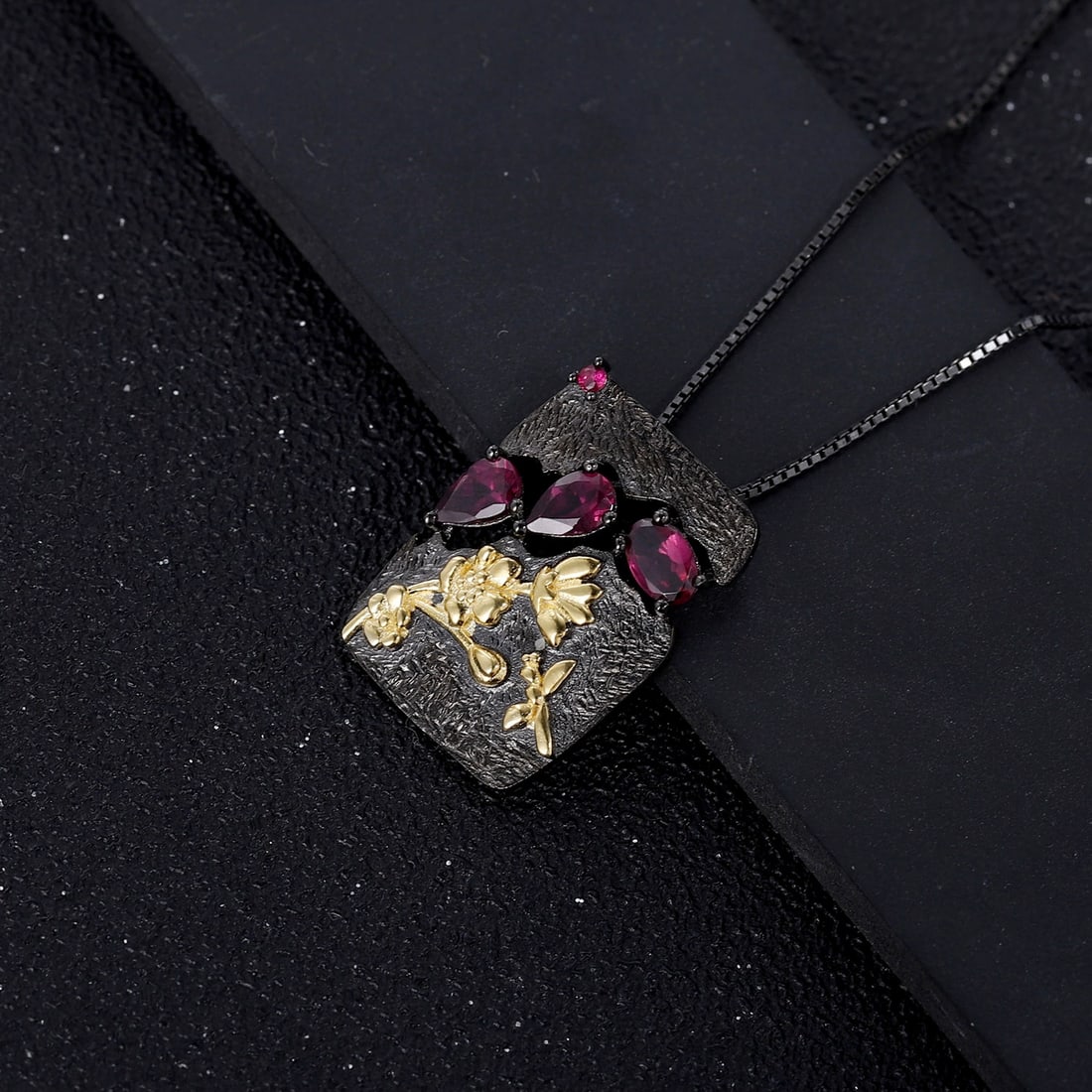 925 Sterling Silver Natural Rhodolite Garnet Necklace - 4