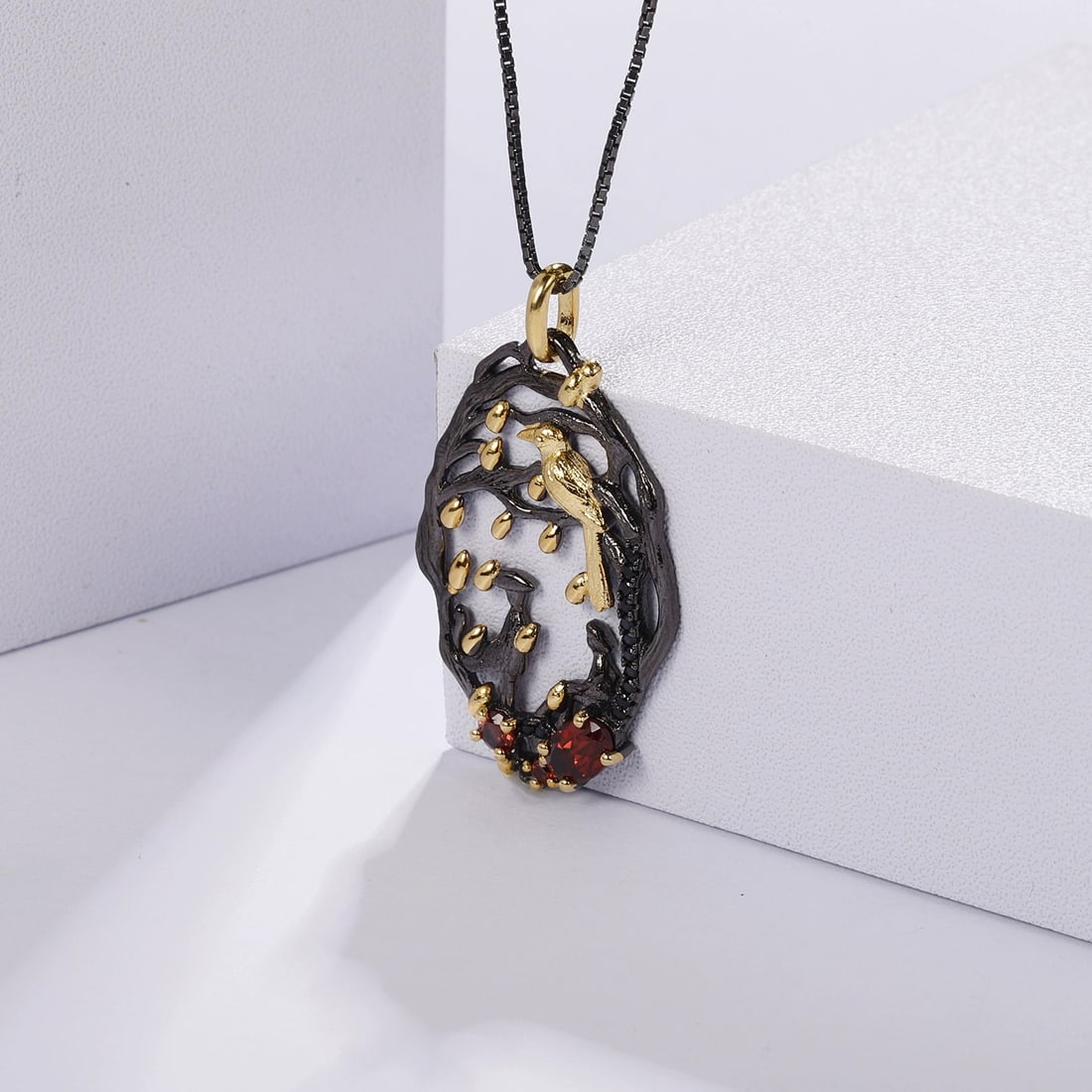 925 Sterling Silver Natural Garnet Necklace - 2