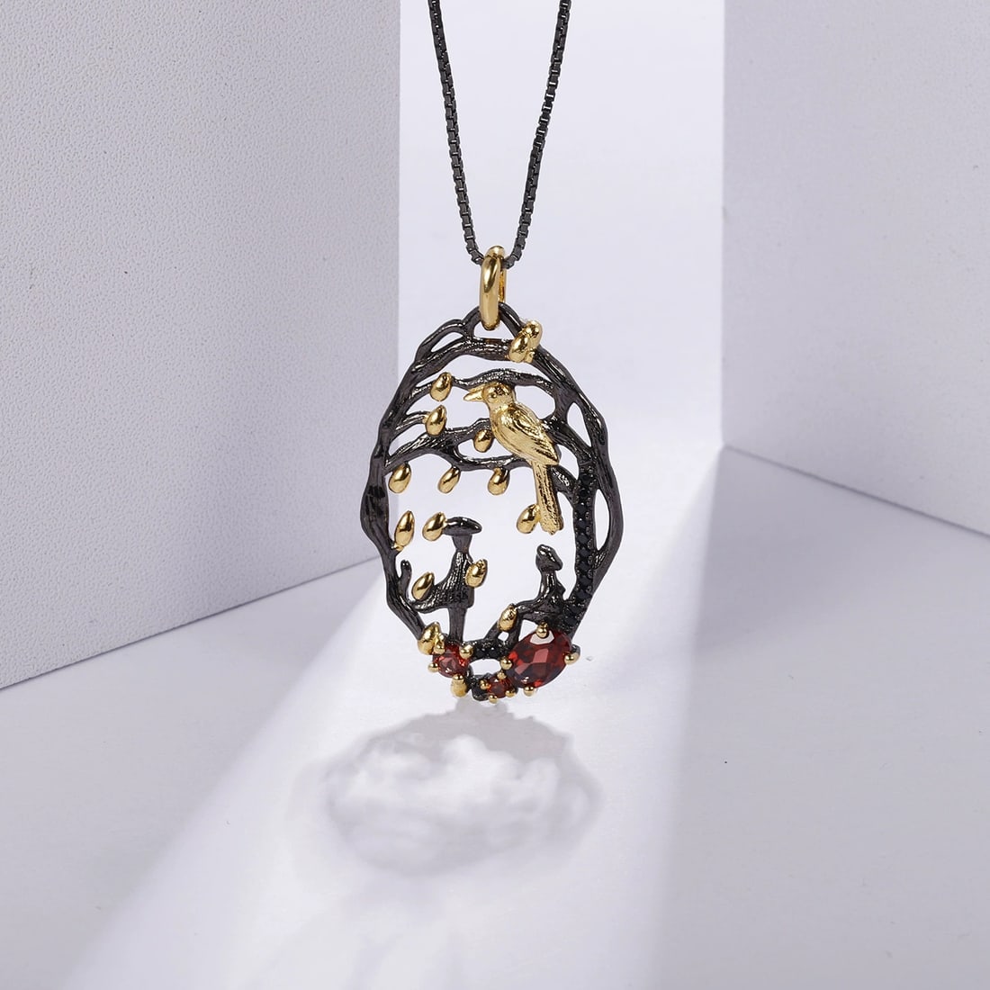 925 Sterling Silver Natural Garnet Necklace - 3