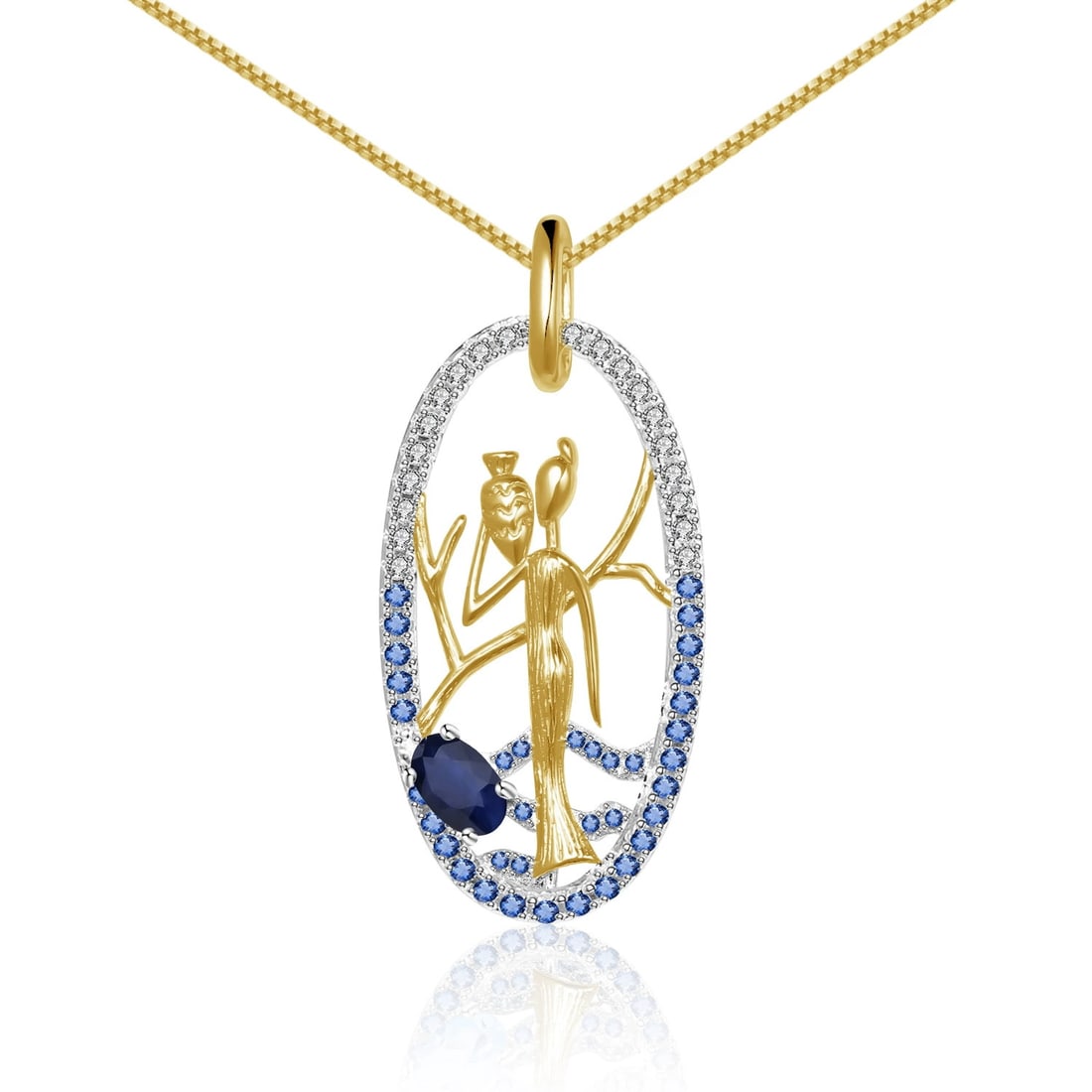 925 Sterling Silver Natural Topaz & Cubic Zirconia & Nano Swiss Blue Necklace - 5