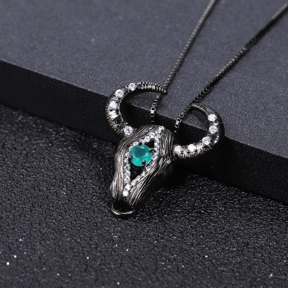 925 Sterling Silver Natural Agate & Cubic Zirconia Necklace - 4