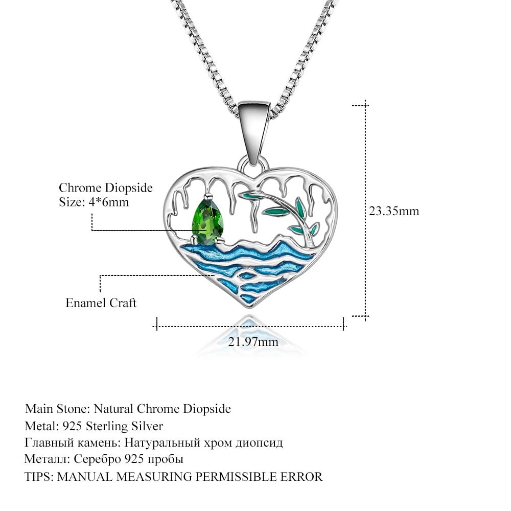 925 Sterling Silver Natural Chrome Diopside Necklace - 2