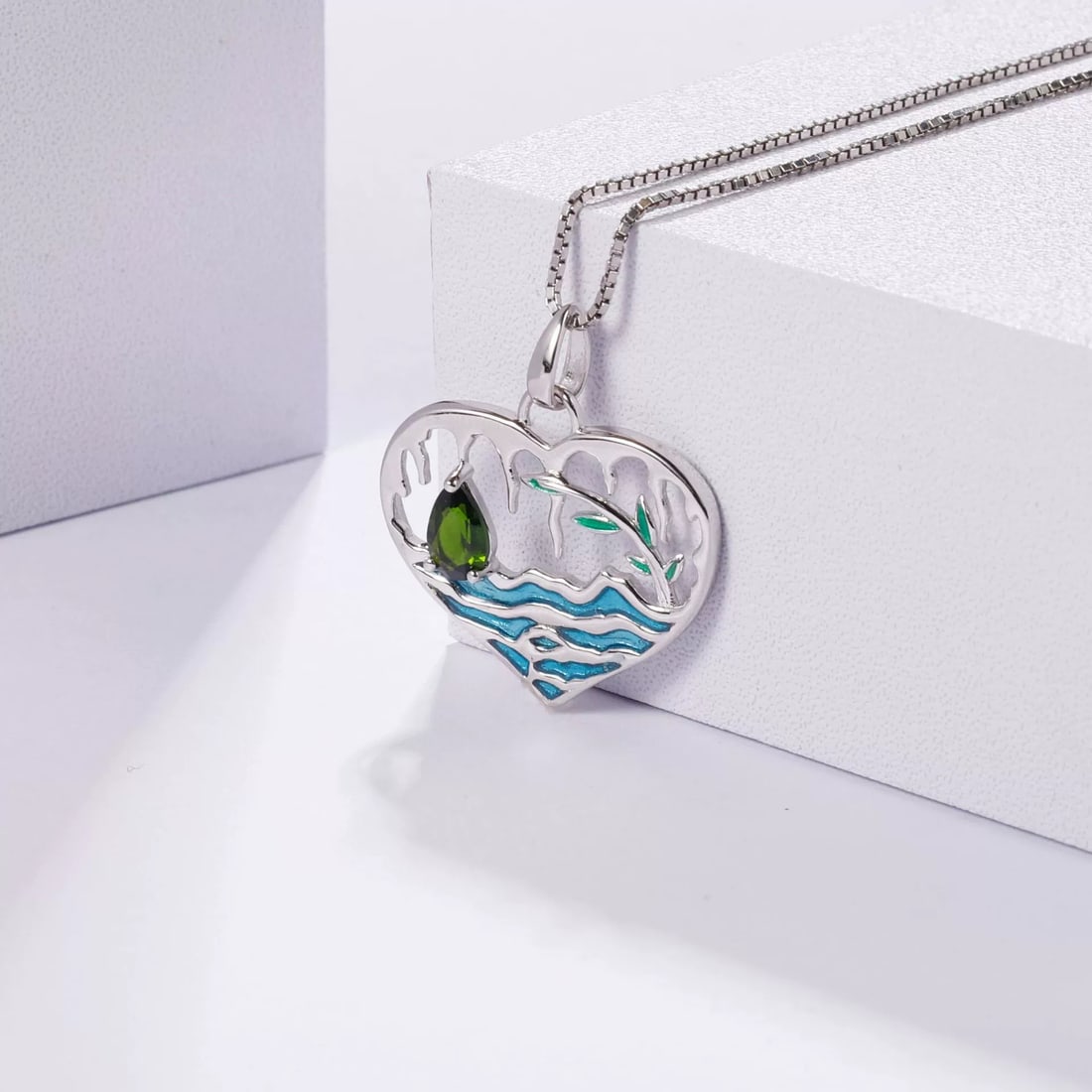 925 Sterling Silver Natural Chrome Diopside Necklace - 3