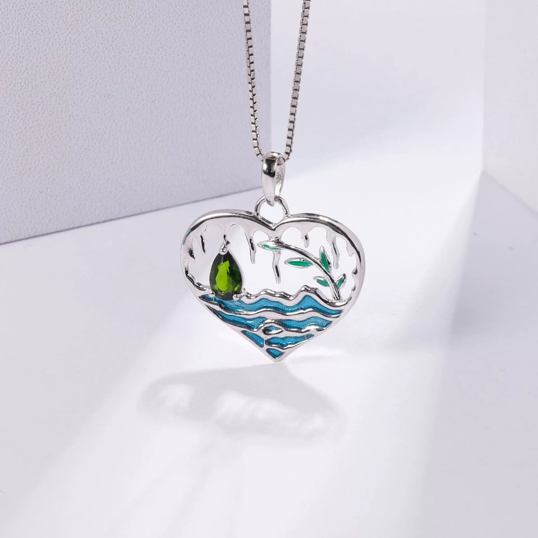 925 Sterling Silver Natural Chrome Diopside Necklace - 4