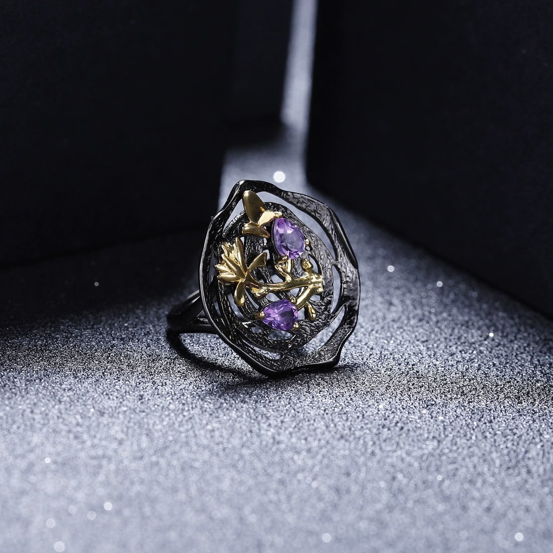 925 Sterling Silver Natural Amethyst Ring - 2