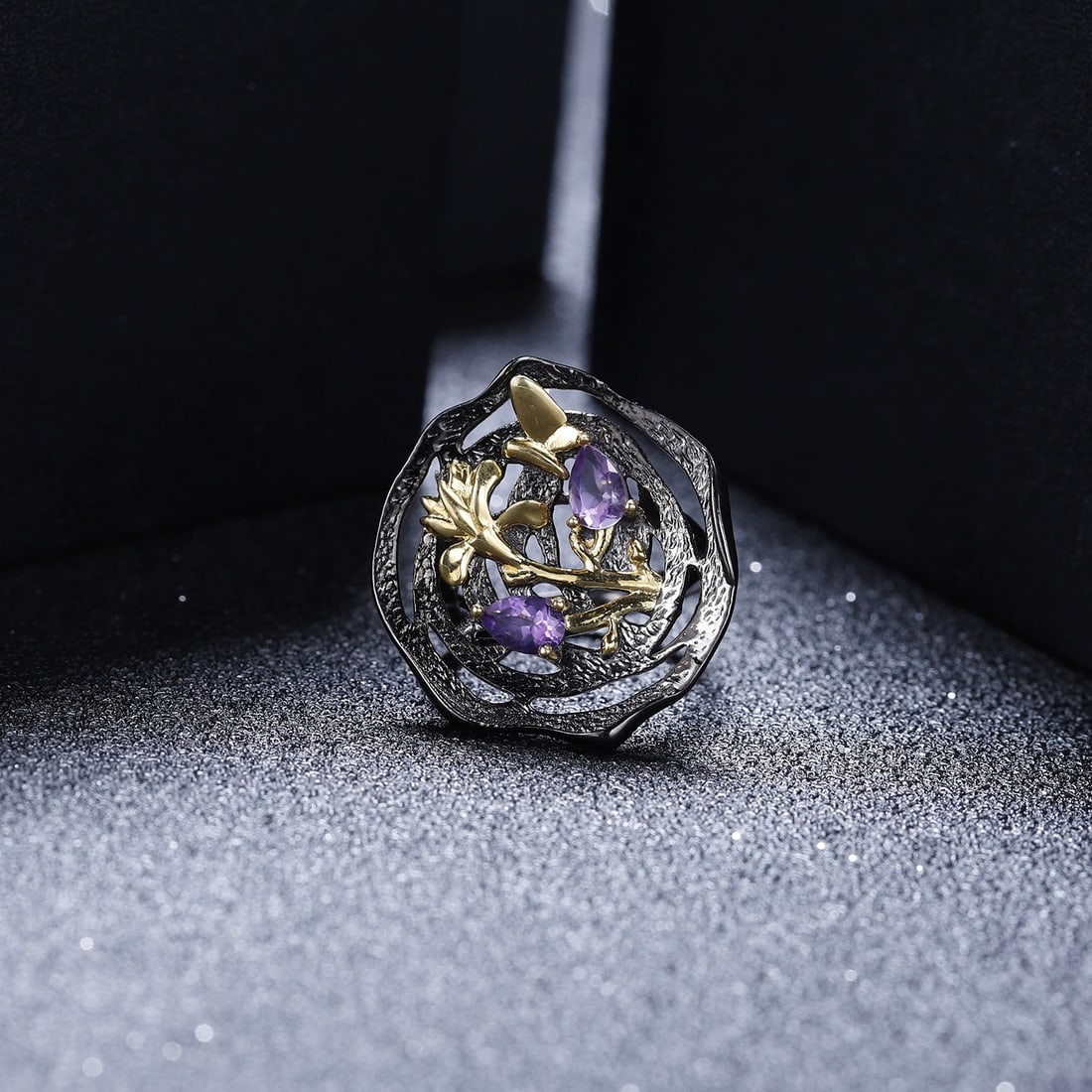 925 Sterling Silver Natural Amethyst Ring - 3