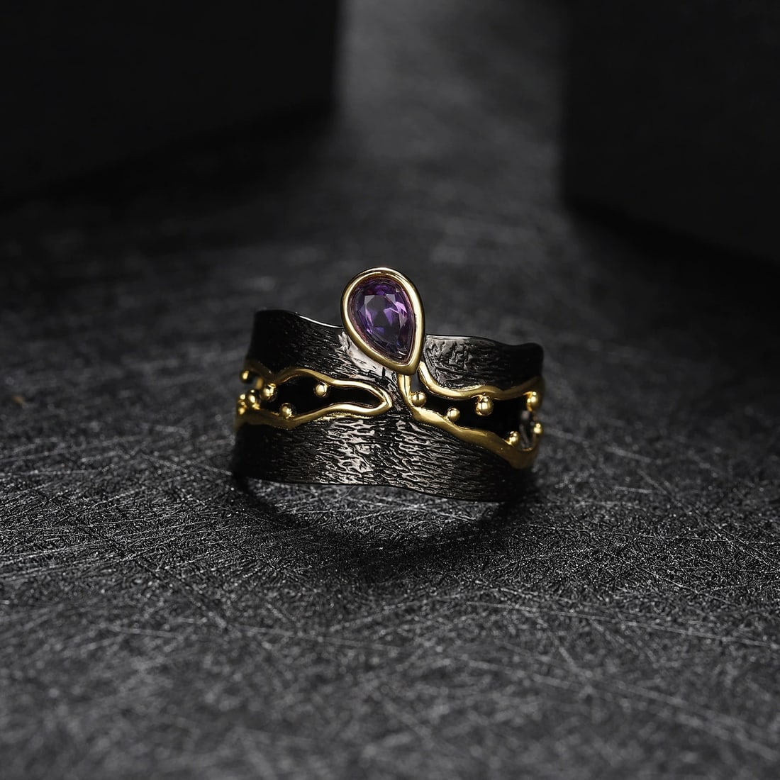 925 Sterling Silver Natural Amethyst Ring - 3