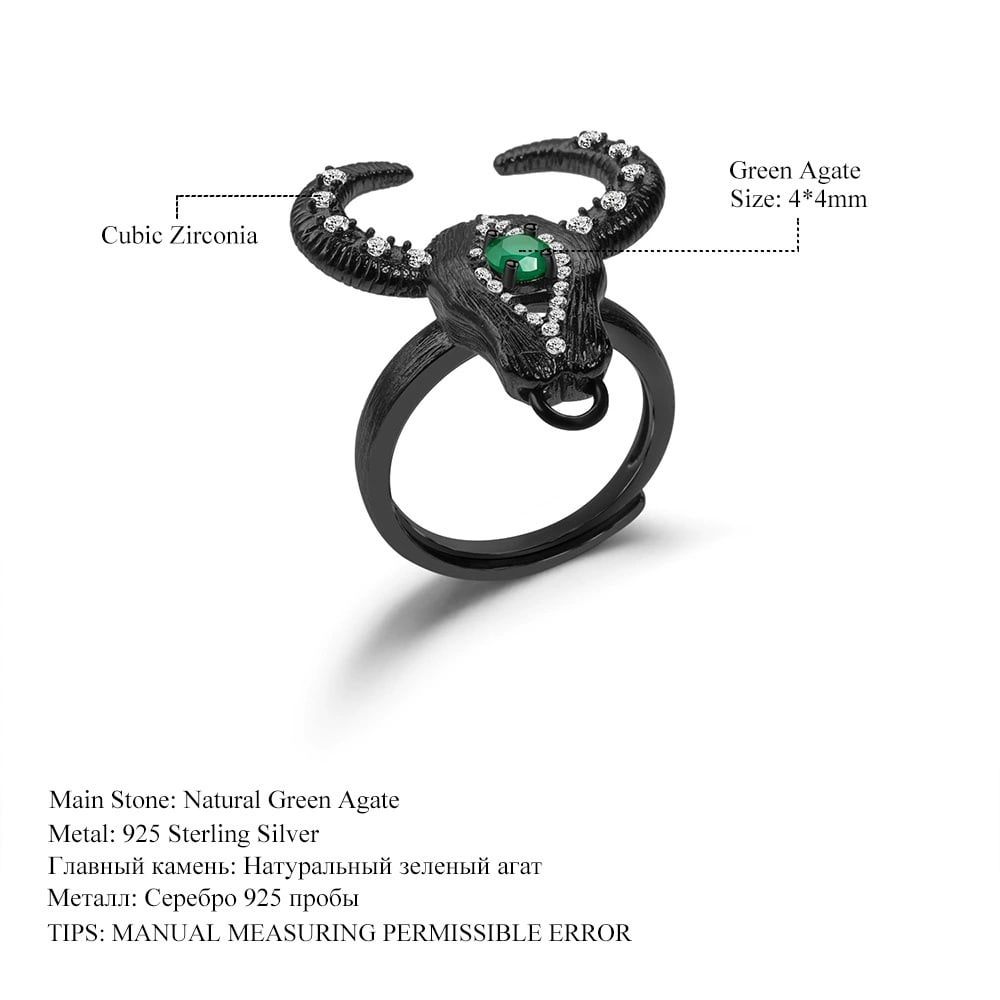 925 Sterling Silver Natural Agate & Cubic Zirconia Ring - 3