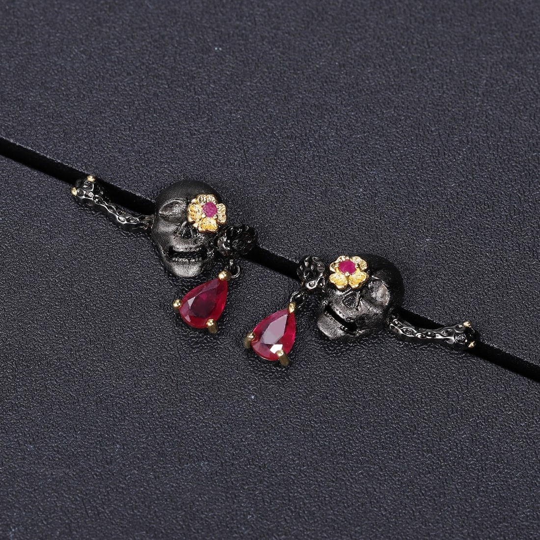 925 Sterling Silver Glass-fillde Ruby & Synthetic Ruby Necklace - 2