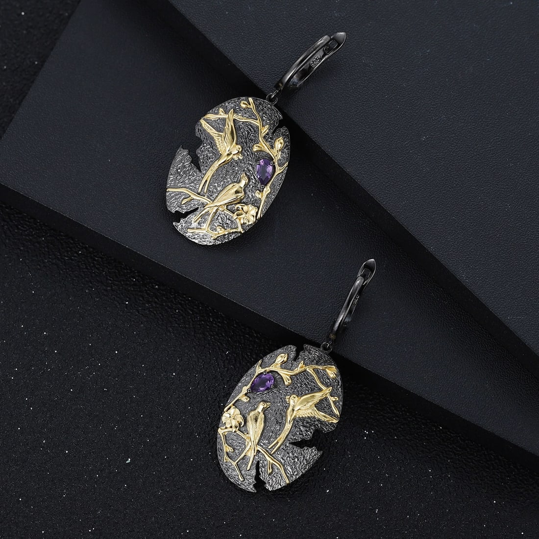 925 Sterling Silver Natural Amethyst Earrings - 4