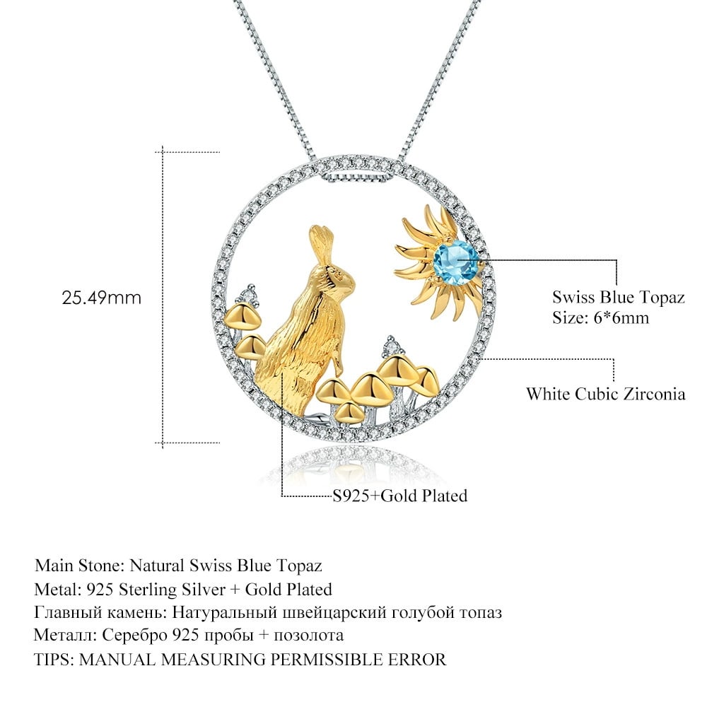 925 Sterling Silver Natural Topaz & Cubic Zirconia Necklace - 3
