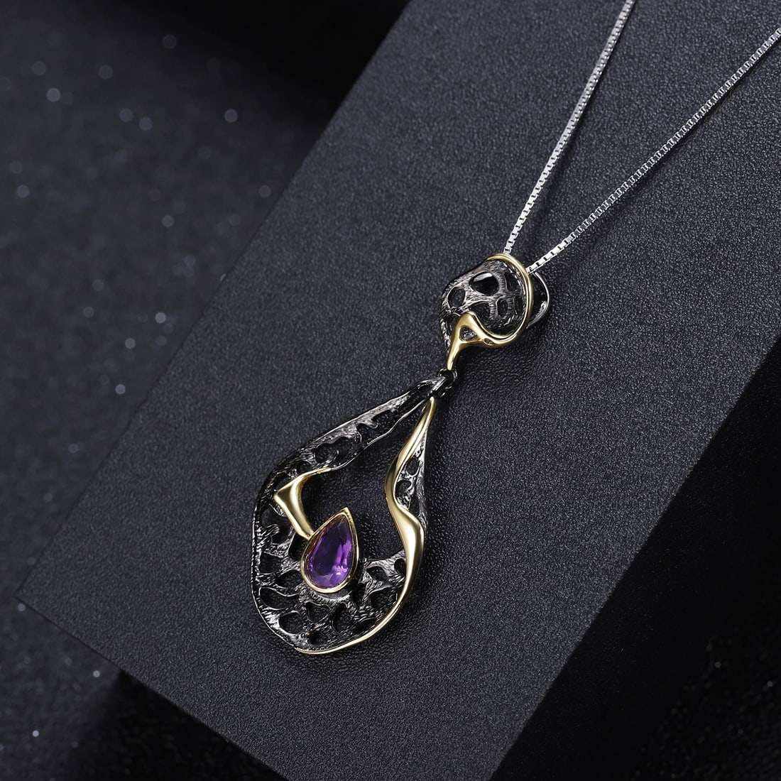 925 Sterling Silver Natural Amethyst Necklace - 3