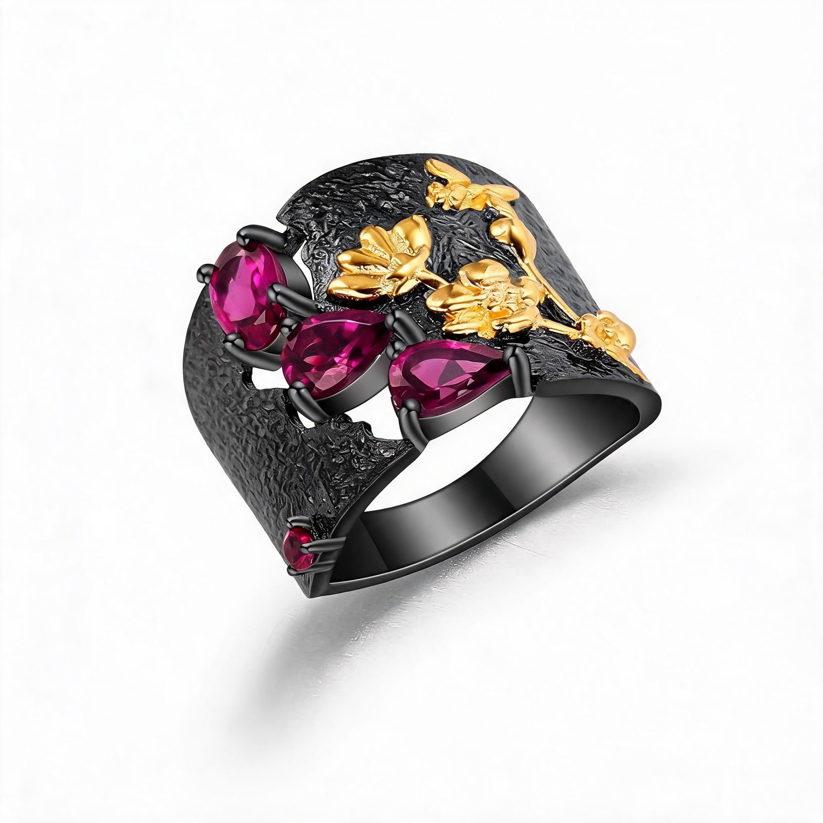 925 Sterling Silver Natural Rhodolite Garnet & Synthetic Ruby Ring: Ref:260821144 // gold content:925 sterling silver // ring size:7. 25us // // main gemstone:rhodolite garnet // shape:multiple // carat weight:0. 50ct // color:red // treatment:natural // // adjacent