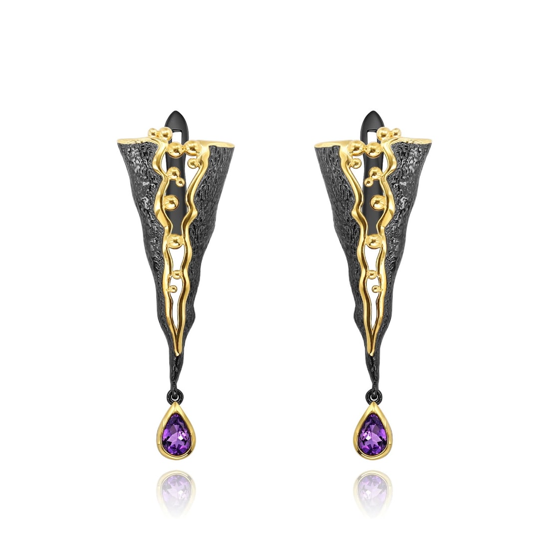 925 Sterling Silver Natural Amethyst Earrings: Ref:260821149 // gold content:925 sterling silver // main gemstone:amethyst // shape:pear // carat weight: // color:purple // treatment:natural // Condition: New Low Estimate: 380.00 High Estimate: