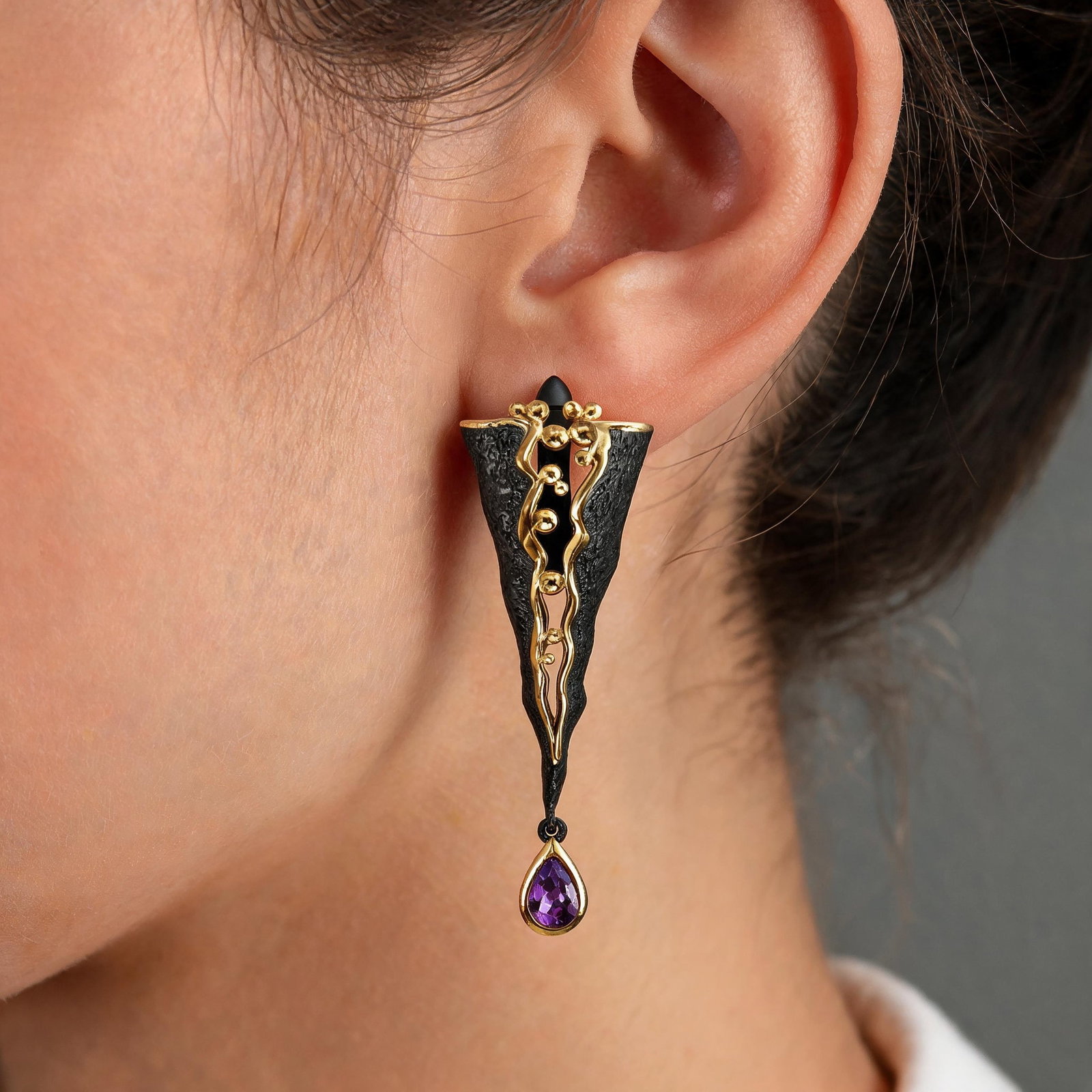 925 Sterling Silver Natural Amethyst Earrings - 4