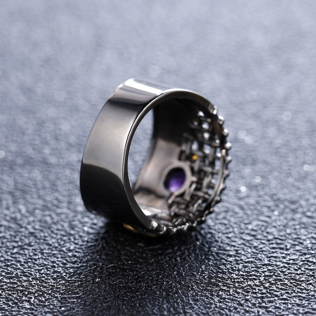 925 Sterling Silver Natural Amethyst Ring - 5